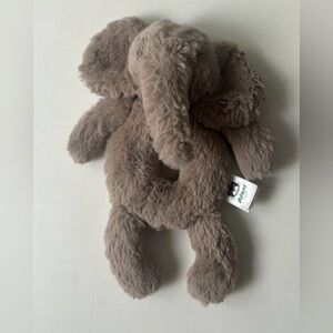 JellyCat Smudge Elephant Ring Rattle Greige Plush Baby Rattle 7" HTF